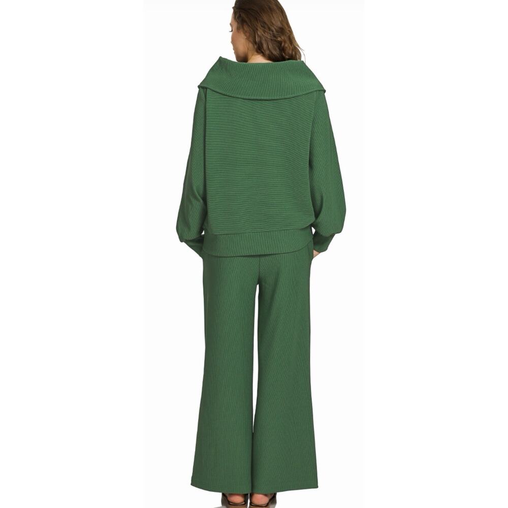 Zenana Ribbed Wide Leg Pant Set Size Large - Picture 2 of 3